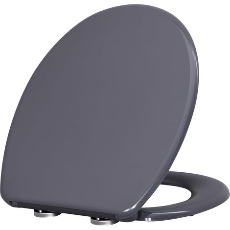 WOLTU Soft Close Toilet Seat with Quick Release, Anti-Bacterial Toilet Seats White with Adjustable Hinges, O-Shapeed Toilet Lid Loo Seat Bluish Grey