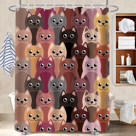 Kit rideau de douche en polyester 180x180 avec anneaux rideau imperméable pour une colocation (1/5)