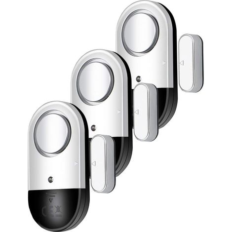 Capteurs d'alarme de porte et de fenêtre, dispositifs antivol de porte et de fenêtre, adaptés à la maison et à l'entrepôt, pack de 3 (1/5)