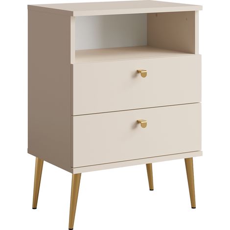 Nachtschrank mit 2 Schubladen beige HULL-166 (1/5)