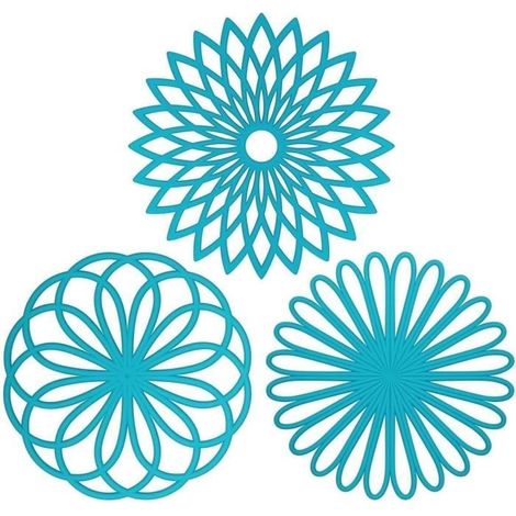 Dessous de Plat en Silicone - Bleu - Antidérapant - Set de 3 - 20x0.4cm (1/4)