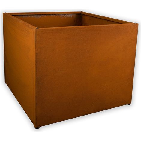 Köhko® Designer Pflanzkübel (mit Boden) aus Cortenstahl Pflanzgefäß QUADER 100x100x50 cm/62101-100Set (1/4)