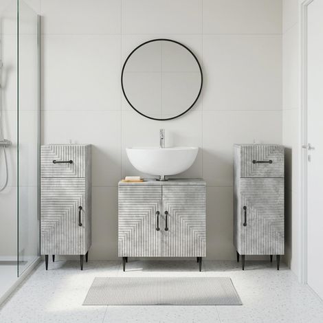 vidaXL 3 Piece Bathroom Cabinet Set HAARLEM Concrete Grey (1/5)