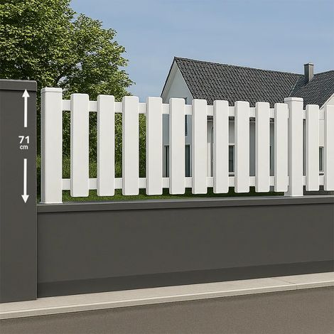 Module de clôture PVC blanc ajouré H 71 x L 150 cm à barreaudage vertical (1/2)