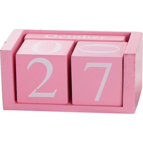rosafarbener, ewiger Tischkalender aus Holz, verstellbarer Datums- und Monatsanzeigeblock aus Holz, Dekoration für Büro, Ladentheke oder Bar (1/5)