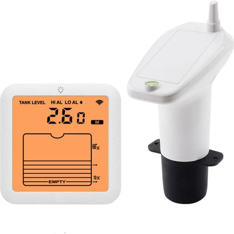 Capteur de niveau d'eau à ultrasons sans fil avec alarme de niveau haut/bas et écran LCD rétroéclairé, pour la surveillance des réservoirs d'eau industriels à domicile