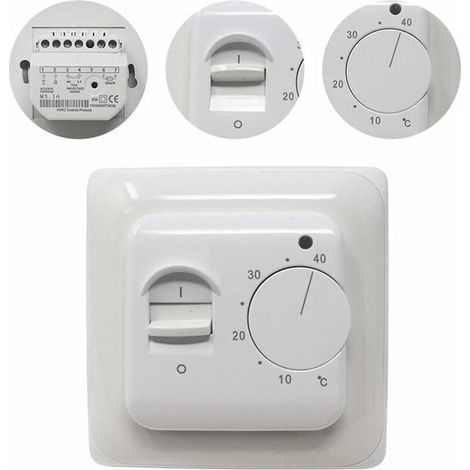 Manuel Thermostat d'ambiance Chauffage au Sol Electrique avec sonde AC 220V 16A, Régulateur de Thermostat Plancher Chauffant Mécanique [Classe énergétique A+++] (1/3)