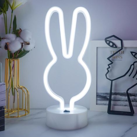 JEMESI LED-Nachtlicht in Hasenform, USB-/Batteriebetrieb, Geschenk für Mädchenzimmer, Nachtlicht für Schlafzimmer, Party, Hochzeit, Geburtstag, Fest, Weiß (1/5)