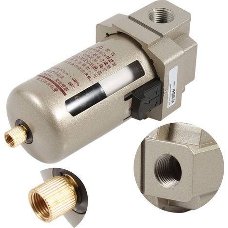 Filtre Air Compresseur 1/2" Durable avec Séparateur Humidité Trap Accessoires Kit - Kit d'accessoires filtre régulateur air avec séparateur d'eau trap 1/2" pour compresseur (1/5)