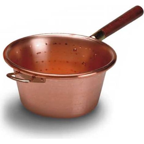 Cazo de cobre con mango de madera de 24 cm de diámetro