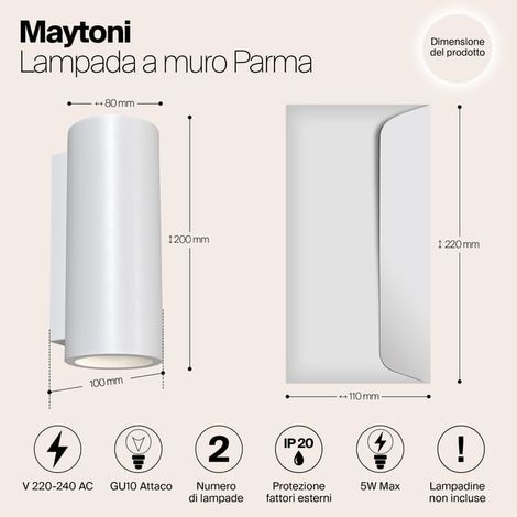 Applique da parete IP 20 AC 220-240 bianco gesso per interni, ufficio, casa (1/4)