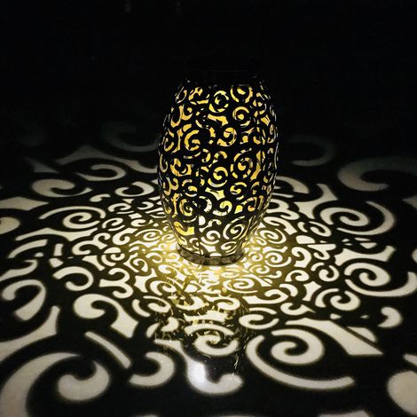 Lanterne Solaire Extérieure [Lanterne Solaire Elliptique] Lanterne Solaire LED avec Motif Nuages Auspicieux et Porte pour Décor de Jardin (1/5)