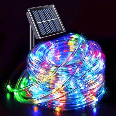 Guirlande lumineuse solaire LED multicolore (12 m, 100 LED) - Décoration de Noël pour jardin, pelouse, arbres, cour ou clôture (1/5)
