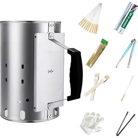 Cheminée à allumage rapide pour barbecue au charbon – Rapidfire Starter 27 cm, design compact avec 2 poignées ergonomiques