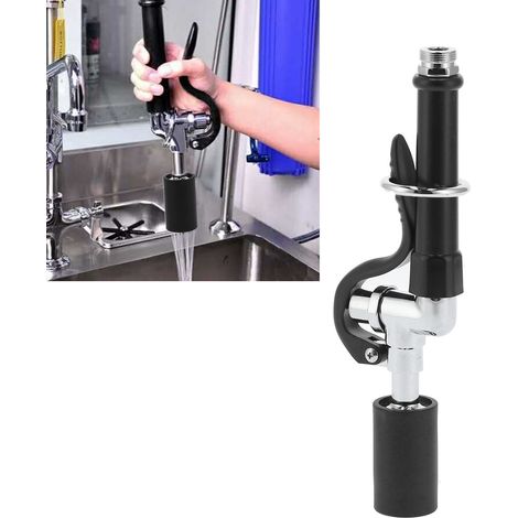 Kit de tête de robinet de rinçage haute pression pour restaurant et commerce, noir (1/5)