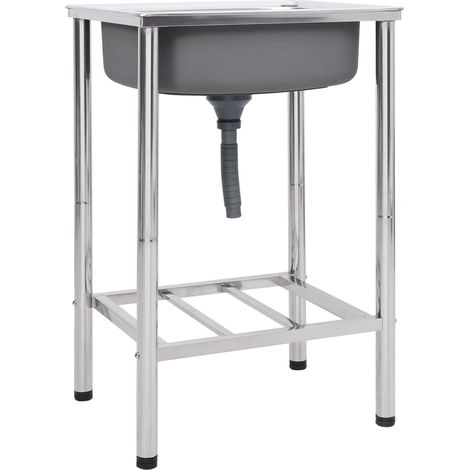 Évier de camping Seul lavabo,Évier à Main Portable Jardin Acier inoxydable -91151 (1/5)