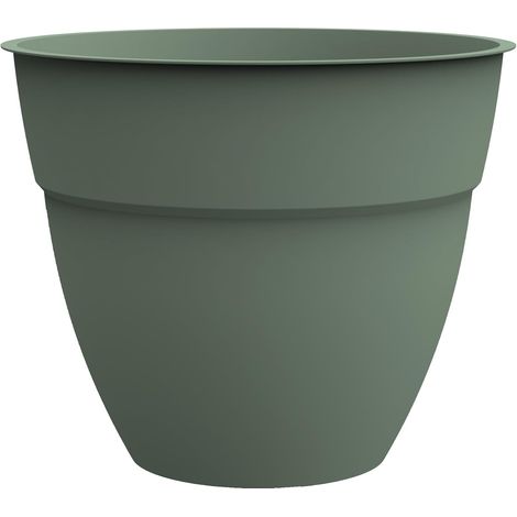 Pot de Fleurs Rond Osaka Ø 20 cm - 2,6 L - Intérieur/Extérieur - Zone de rétention d'eau pour Limiter l'arrosage - Ø 19,3 x H. 16 cm - Vert Laurier (1/5)