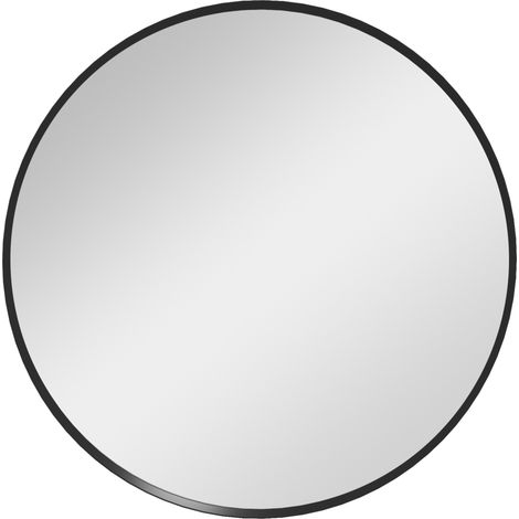 Specchio da parete rotondo 60 cm con cornice in alluminio nero per bagno e soggiorno (1/5)