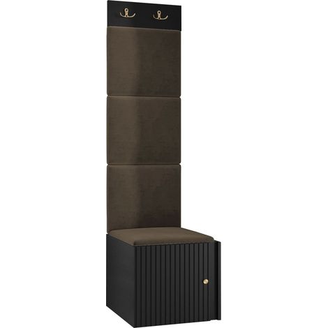 Meuble d'entrée Hartford 386, Polo 877, 186x42x46cm, MDF, Stratifié, Tissu, Murale, À poser (1/5)