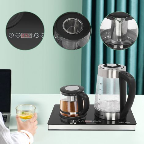 【Maison connectée】Bouilloire électrique en verre de 2.5 L+1L, théière électrique avec filtre, Fonction de maintien au chaud de l'écran tactile,arrêt automatique et protection contre la surchauffe – 1 (1/5)