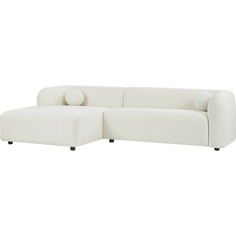 Divano angolare sinistro in tessuto bouclette bianco avorio - OVOTAS (1/5)