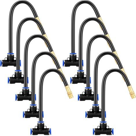 Set mit 10 Messing-Sprühdüsen mit integriertem 20-cm-Schlauch, 360°-Drehung, verstellbaren Sprühdüsen, 0,11-cm-Gewinde, Teile und Zubehör für die Außenkühlung (1/5)