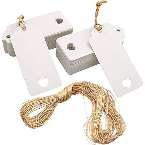 Geschenkanhänger aus Kraftpapier 100 Stück Weihnachtsschmuck weiße Anhänger mit 30 Metern Juteschnur für Geschenke und Gepäck (1/5)