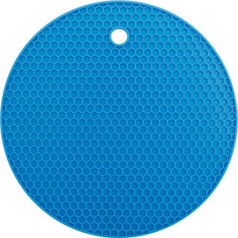 Tapis de table en silicone nid d'abeille antidérapants et résistants à la chaleur - Tapis antidérapants ronds pour casseroles, plats de table pour la cuisine et les restaurants, bleu, lot de 3 (1/5)