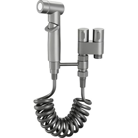 Adaptador universal para grifo de inodoro de dos vías con válvula de doble control (1 entrada/2 salidas), bidé portátil (gris).