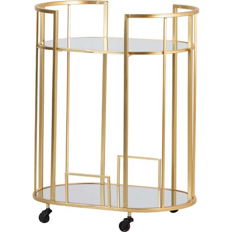 Camarera Oval Metal Dorada 60X40X75 Cm (1/2)