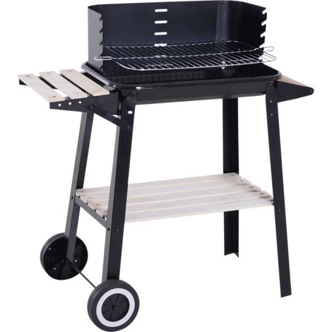 Outsunny Charcoal BBQ Grill Trolley Barbecue Patio Outdoor Garden Heating Smoker