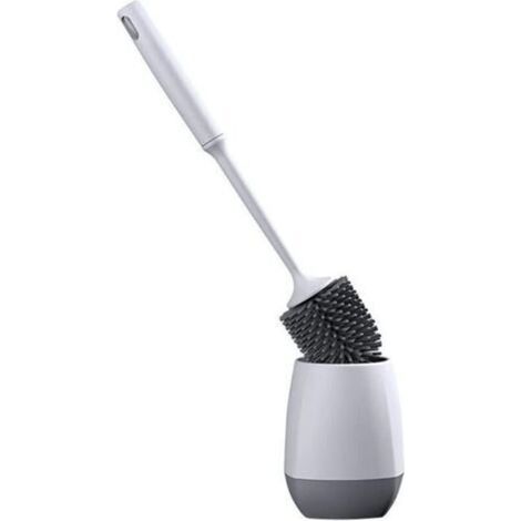 Brosse WC, Brosse de Toilette en Silicone, Balayette WC en Silicone Antibactérienne à Séchage Rapide, Brosse Toilettes à Manche Long, Montage Mural/au Sol (1/4)