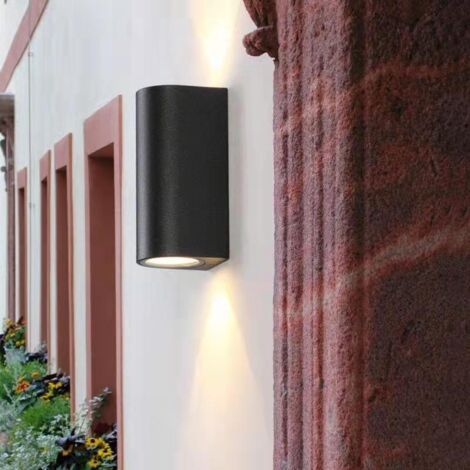 Applique Murale LED Extérieur Noir Rond 1x GU10 Down Lampe Murale Angle de Faisceau Réglable IP54 (1/5)
