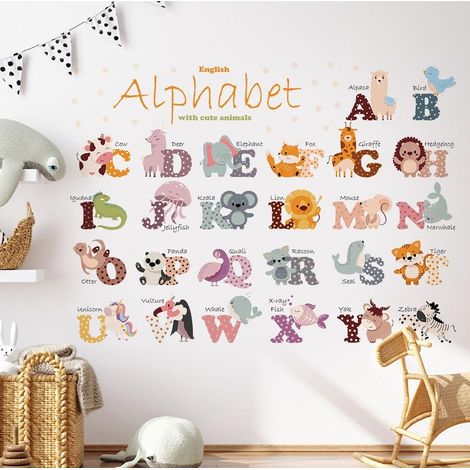 Adesivi murali con l'alfabeto per la cameretta dei bambini.