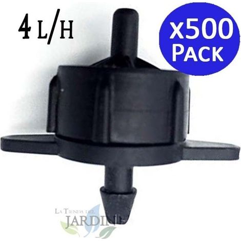 Pack 500 Gotero de riego desmontable 4 litros/hora, turbulento, ideal para riego eficiente en jardines y cultivos (1/2)