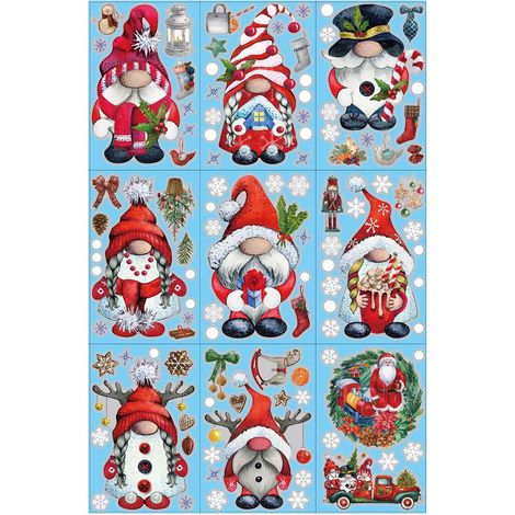 Window Clings - 9 Pièces Décalcomanies Pour Vitre - Motifs Noël - PVC - 20 x 30 cm - Pour Décoration Fenêtre Intérieure (1/5)