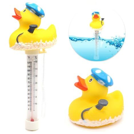 Grand thermomètre flottant pour piscine avec affichage facile de la température de l'eau et cordon pour piscines et spas extérieurs et intérieurs (Canard) (1/5)