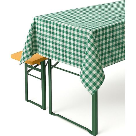 1 Nappe à carreaux 80x80 cm Coton 100% Vert et blanc Style campagne Intérieur extérieur