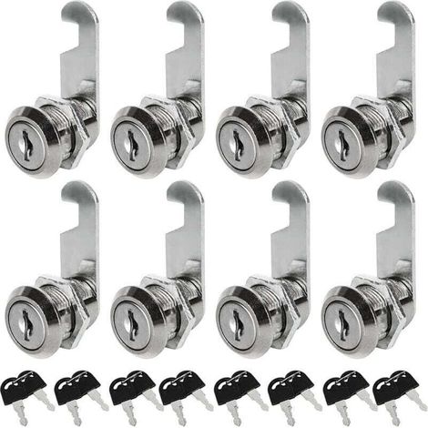 Lot de 8 serrures boîte aux lettres 30mm – Alliage de zinc – 16 clés universelles – Pour tiroirs et armoires – Installation rapide (1/5)