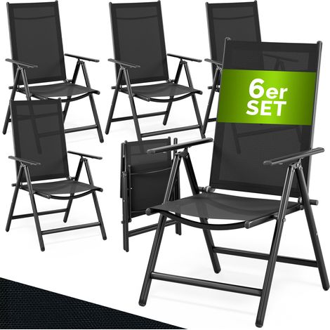 CASARIA® Gartenstühle Set Hochlehner Klappbar 8-Fach Verstellbar Camping Stuhl Aluminium Wetterfest Klappstuhl 120kg Belastbarkeit Garten Balkon 6er Set Anthrazit
