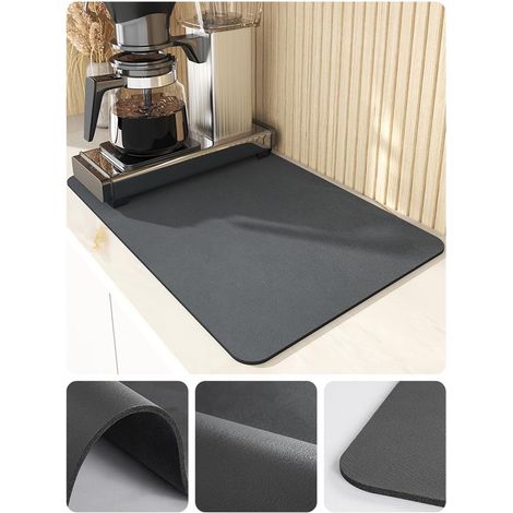 Tappetino scolacaffè, tappetino da banco/per macchina da caffè, 40x50 cm, fondo in gomma impermeabile per macchine da caffè/macchine per espresso/scolapiatti - Grigio (1/5)