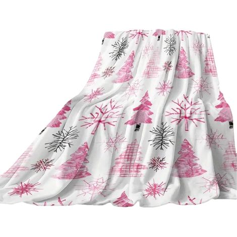 Plaid De Noël - Motif Flocon De Neige - En Polaire Flanelle Douce - 70 x 100 cm - Pour Canapé Lit Ou Extérieur - 1 Pièce (1/5)