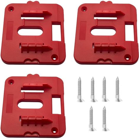 for Craftsman Lot de 3 supports muraux pour batterie de 1,5 Ah à 7,5 Ah 20 V pour rangement d'outils de garage ou d'atelier Rouge (1/5)
