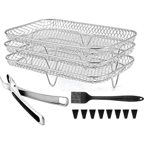 Ensemble de 13 pièces pour four à air chaud avec grille empilable à 3 niveaux pour la cuisine domestique 19x13cm (1/5)