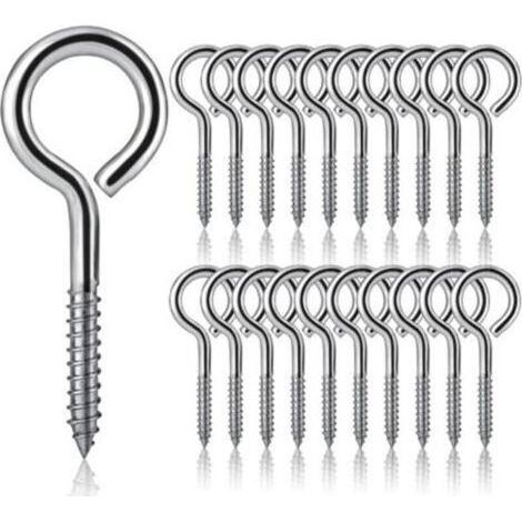 20 M5 x 65 Ösenschrauben, Schraubhaken aus Edelstahl 304, Einschraub-Ösenschrauben, selbstschneidende Metallhaken, geeignet für Heimwerkerarbeiten, Bastelarbeiten und Holzrahmen. (1/4)