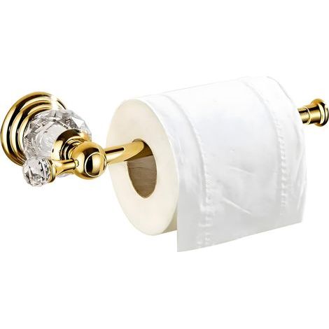 Porte-papier toilette en cristal doré, accessoire de salle de bain moderne, acier inoxydable, fixation murale. (1/5)