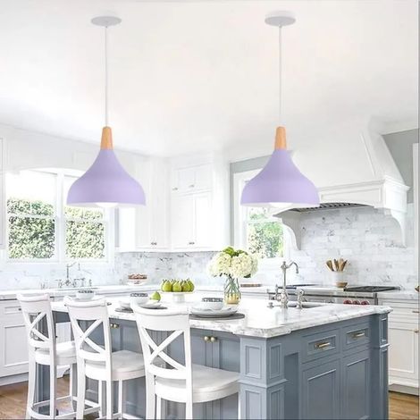 2pcs Lustre Suspension Moderne,E27 Lampe Luminaire en Métal Style Nordique pour Restaurant Cafe Bar,Violet,20cm (1/4)