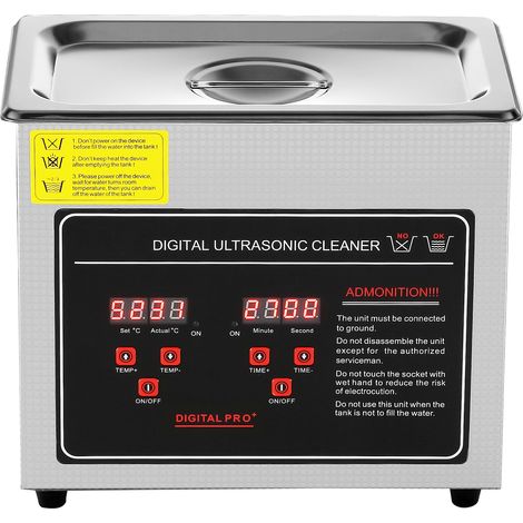 Mophorn Limpiador ultrasónico de 3 l con temporizador digital y calentador, limpiador profesional de joyas y piezas pequeñas, acero inoxidable, para gafas, relojes, anillos y placas de circuitos