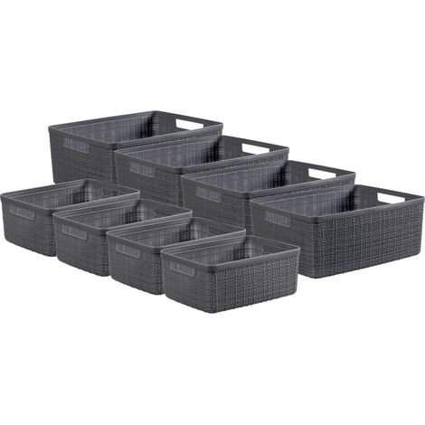 Curver Jute Basket Bundle 4x Small 4x Medium, Deep Shadow Grey (1/4)