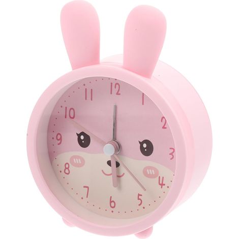 Réveil de Chevet Lapin Rose Veilleuse Intégrée Réveil Décoratif de Bureau et Chambre sans Pile Horloge de Dessin Animé Mignonne pour Garçon et Filles (1/5)